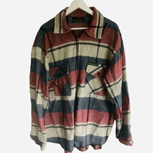 Fiordland Vintage Wool Flannel Jacket Size XOS Blue Red Plaid New Zealand